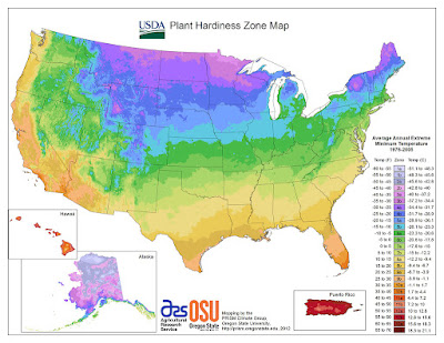 map of USDA growing zones